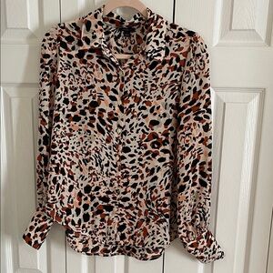 Ann Taylor Leopard Print Button-Up Blouse